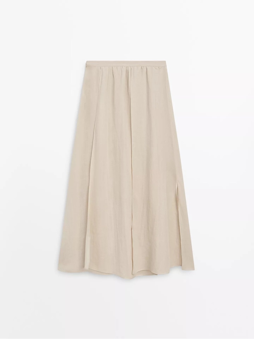 Massimo Dutti Light Beige A-Line Midi Skirt - Picture 8 of 8